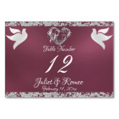 Duiven, Hart & Glitter - Lavendel Tafelnummer (Voorkant)