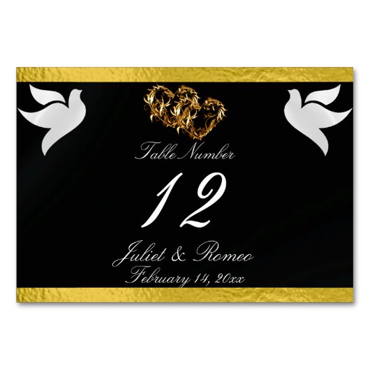 Duiven & Hart - Zwart/Goud Tafelnummer (Voorkant)
