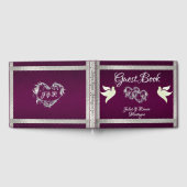 Duiven, harten en lint - Paarse / zilveren gastenb Gastenboek (Volledig)