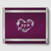 Duiven, harten en lint - Paarse / zilveren gastenb Gastenboek (Achterkant)