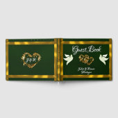 Duiven, harten en lint - smaragd / goud gastenboek (Volledig)