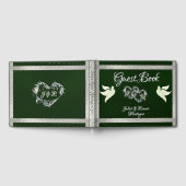 Duiven, harten en lint - smaragd / zilver gastenboek (Volledig)