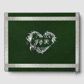 Duiven, harten en lint - smaragd / zilver gastenboek (Achterkant)