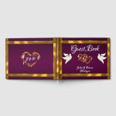 Duiven, harten & lint - Paarse/gouden Gastenboek (Volledig)