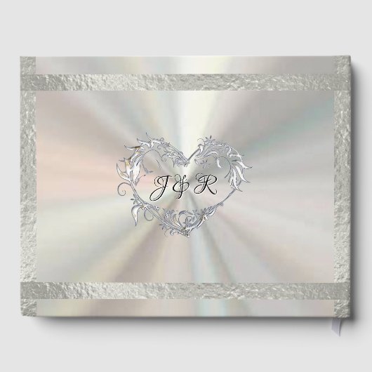 Duiven, harten & lint - Pearl White/Silver Gastenboek (Achterkant)
