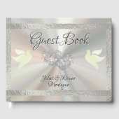 Duiven, harten & lint - Pearl White/Silver Gastenboek (Voorkant)