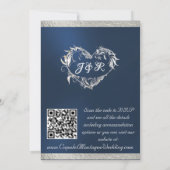 Duiven, harten & lint, QR-code - blauw/zilver Kaart (Achterkant)