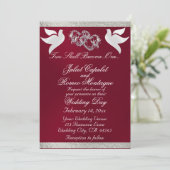 Duiven, harten & lint, QR-code - Bourgondië/Zilver Kaart (Staand voorkant)