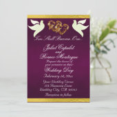 Duiven, Harten & Lint, QR Code - Paars/Goud Kaart (Staand voorkant)