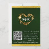 Duiven, harten & lint, QR-code - Smaragd/Goud Kaart (Achterkant)