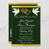 Duiven, harten & lint, QR-code - Smaragd/Goud Kaart (Voorkant / Achterkant)