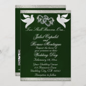 Duiven, harten & lint, QR-code - Smaragd/Zilver Kaart (Voorkant / Achterkant)