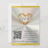 Duiven, harten & lint, QR-code - Wit/Goud Kaart (Achterkant)
