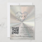 Duiven, harten & lint, QR-code - Wit/Zilver Kaart (Achterkant)