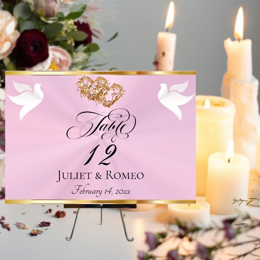 Duiven & Harten - Pastel Roze/Goud Kaart