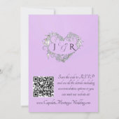 Duiven, Harten, QR Code - Lavendel Parel/Zilver Kaart (Achterkant)