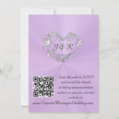 Duiven, Harten, QR Code - Lavendel/Zilver Kaart (Achterkant)