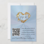 Duiven, Harten, QR Code - Pastel Blauw/Goud Kaart (Achterkant)