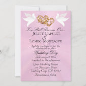 Duiven, Harten, QR Code - Pastel Roze/Goud Kaart (Voorkant)
