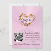 Duiven, Harten, QR Code - Pastel Roze/Goud Kaart (Achterkant)