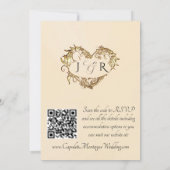 Duiven, Harten, QR Code - Peach Pearl/Gold Kaart (Achterkant)