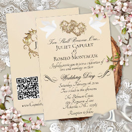 Duiven, Harten, QR Code - Peach Pearl/Gold Kaart