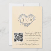 Duiven, Harten, QR-code - Perzik Parel/Zilver Kaart (Achterkant)
