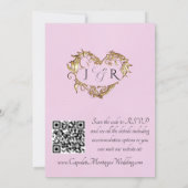 Duiven, Harten, QR Code - Roze Parel/Goud Kaart (Achterkant)