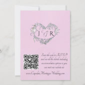 Duiven, Harten, QR Code - Roze Parel/Zilver Kaart (Achterkant)
