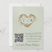Duiven, Harten, QR-code - Salie Parel/Goud Kaart (Achterkant)