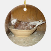 Duiven in haar nestBowl-versiering Keramisch Ornament (Achterkant)