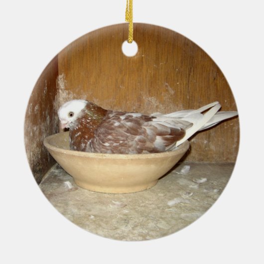 Duiven in haar nestBowl-versiering Keramisch Ornament (Achterkant)