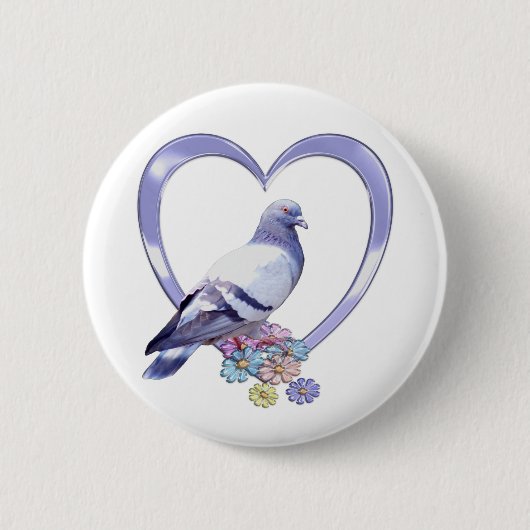 Duiven in het hart ronde button 5,7 cm (Voorkant)