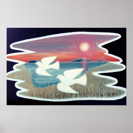 Duiven in vlucht poster (Voorkant)