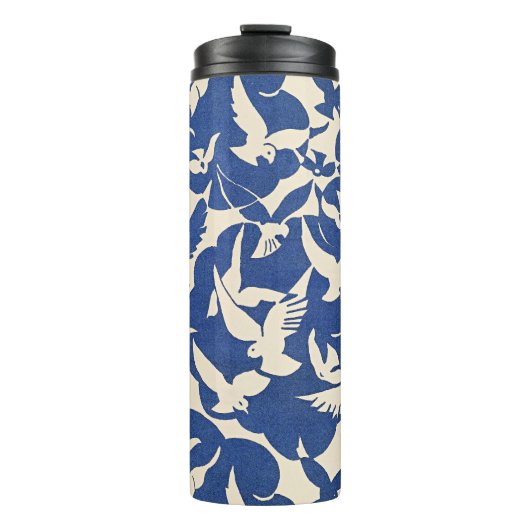 Duiven in wit en blauw thermosbeker (Voorkant)