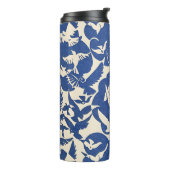 Duiven in wit en blauw thermosbeker (Gedraaid links)