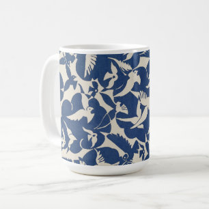 Duiven in wit en blauw  vogelontwerp koffiemok