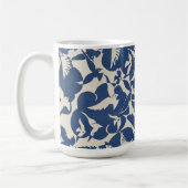 Duiven in wit en blauw  vogelontwerp koffiemok (Links)