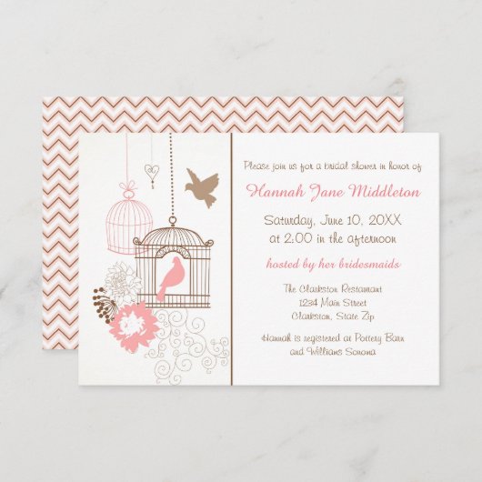 Duiven & Kooien - 3x5 bruidsdouche uitnodiging (Voorkant / Achterkant)