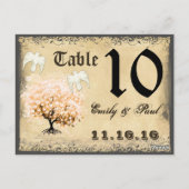 Duiven Koraal Hart Blad Boom Tafel Nummerkaart Briefkaart (Achterkant)