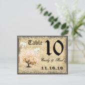 Duiven Koraalhart Blad Boom Tafel Nummerkaart Briefkaart (Staand voorkant)