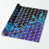 Duiven Kunstwerk Zwart & Wit Vogel Schets Cadeaupapier (Uitgerold)