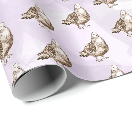 Duiven Kunstwerk Zwart & Wit Vogel Schets Cadeaupapier (Rol Hoek)