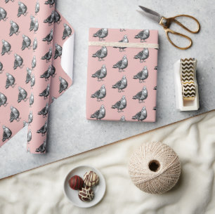 Duiven Kunstwerk Zwart & Wit Vogel Schets Cadeaupapier