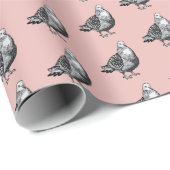 Duiven Kunstwerk Zwart & Wit Vogel Schets Cadeaupapier (Rol Hoek)
