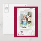 Duiven, Mailbox & Meisje  Valentijn Feestdagenkaart (Voorkant / Achterkant)