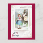 Duiven, Mailbox & Meisje  Valentijn Feestdagenkaart (Voorkant)