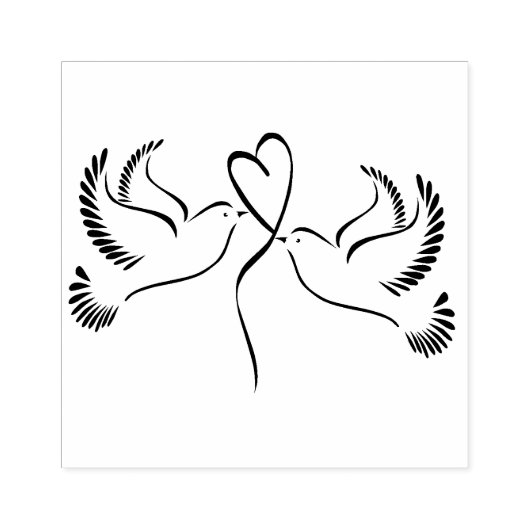 Duiven met hart rubberstempel (Afrduk)