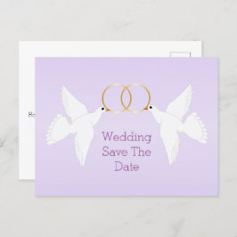 Duiven Ontwerp Lila Gekleurde Bruiloft Bewaar de D Aankondigingskaart