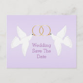 Duiven Ontwerp Lila Gekleurde Bruiloft Bewaar de D Aankondigingskaart (Voorkant)